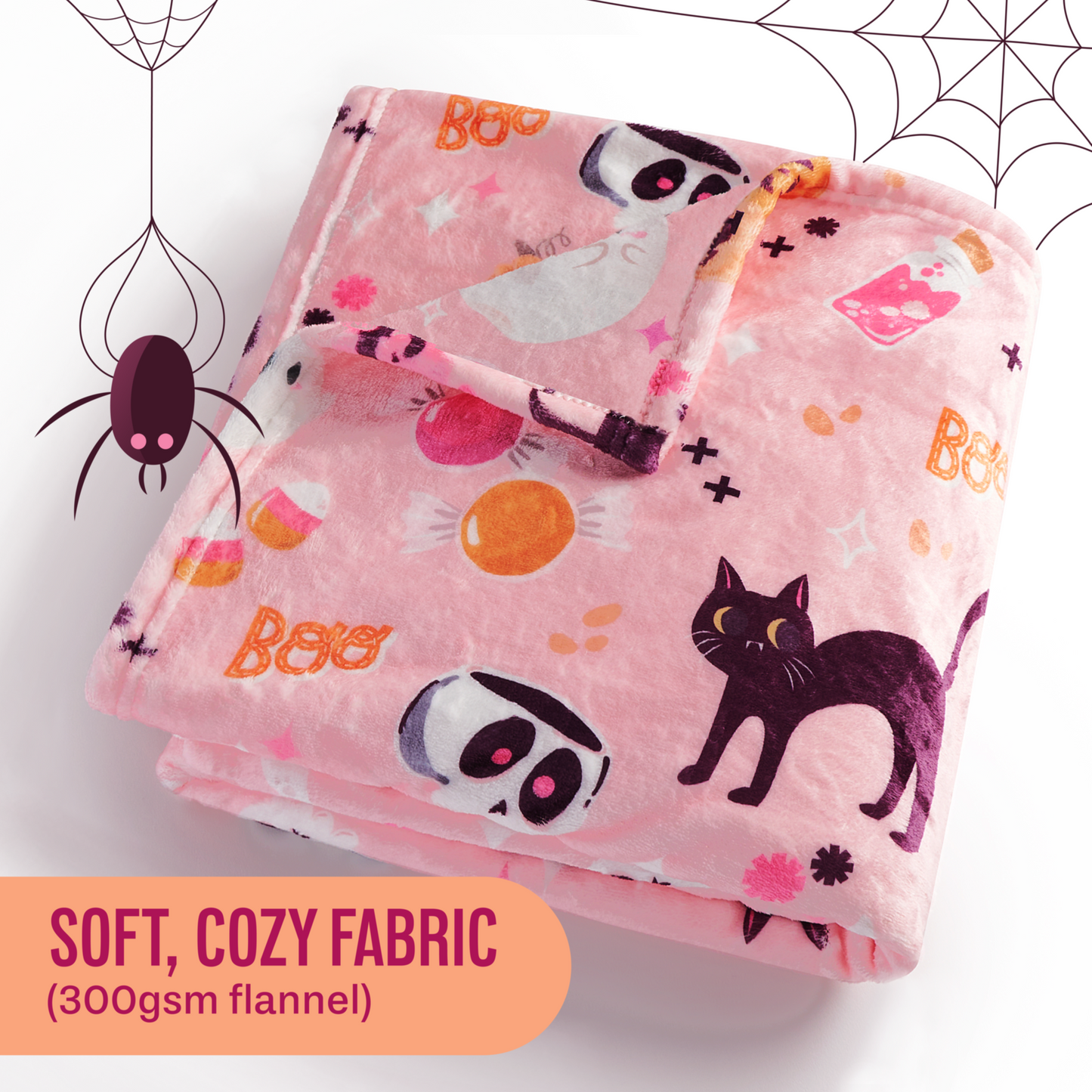 Soft & Cozy Pink Halloween Blanket