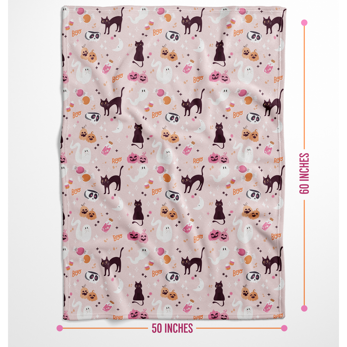 Soft & Cozy Pink Halloween Blanket