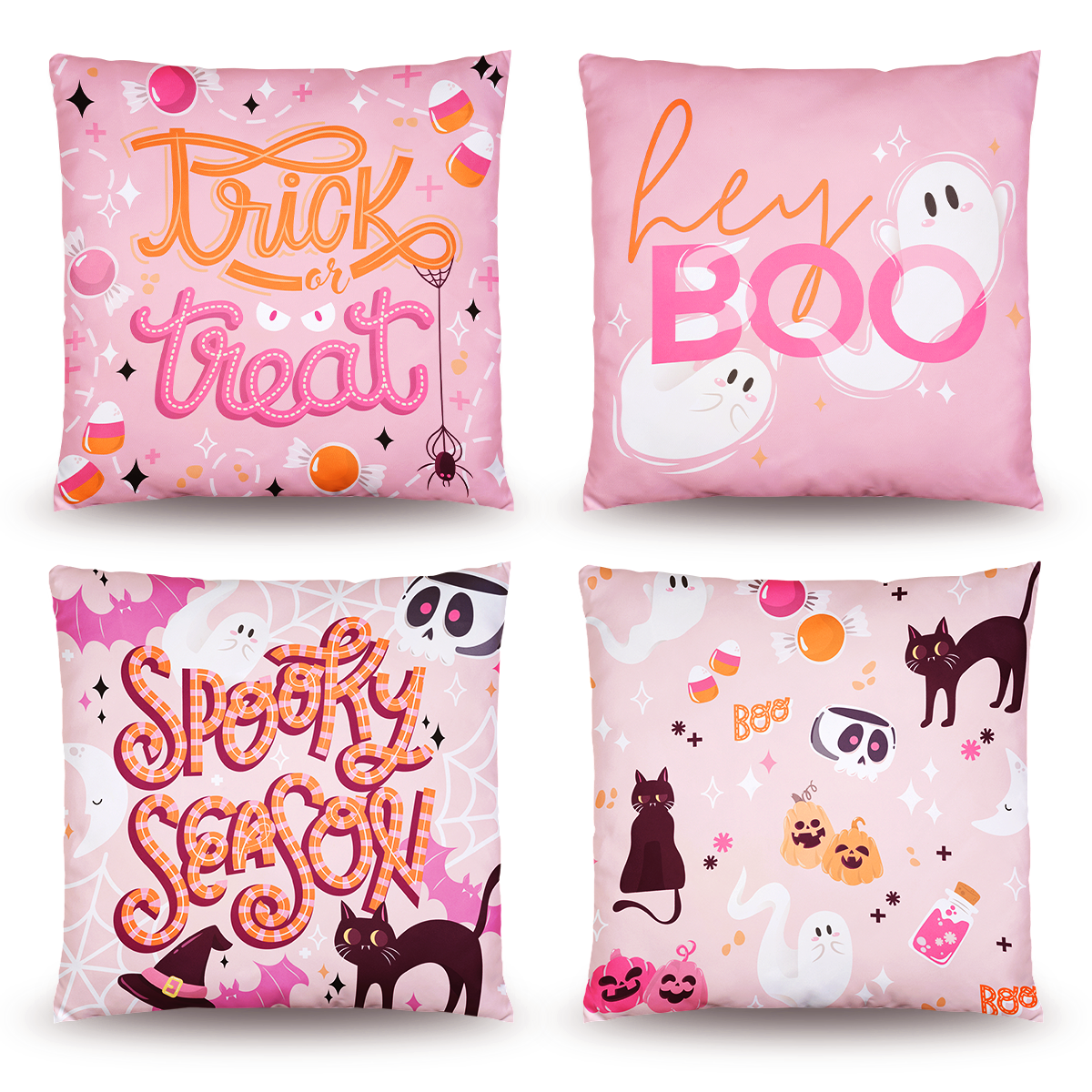 Pink Halloween Pillow Covers 18 x 18 Inches