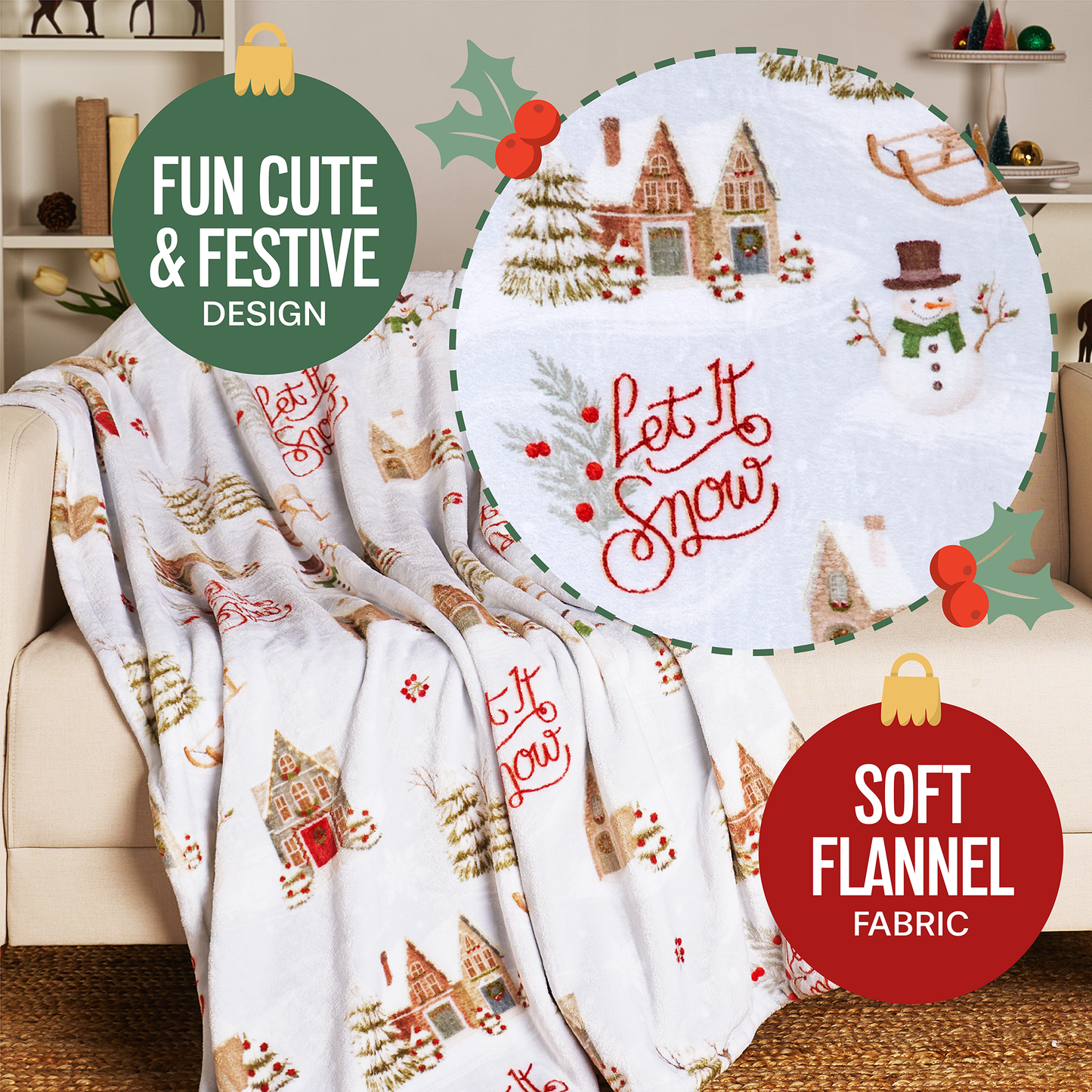 Let it Snow Cozy Christmas Blanket