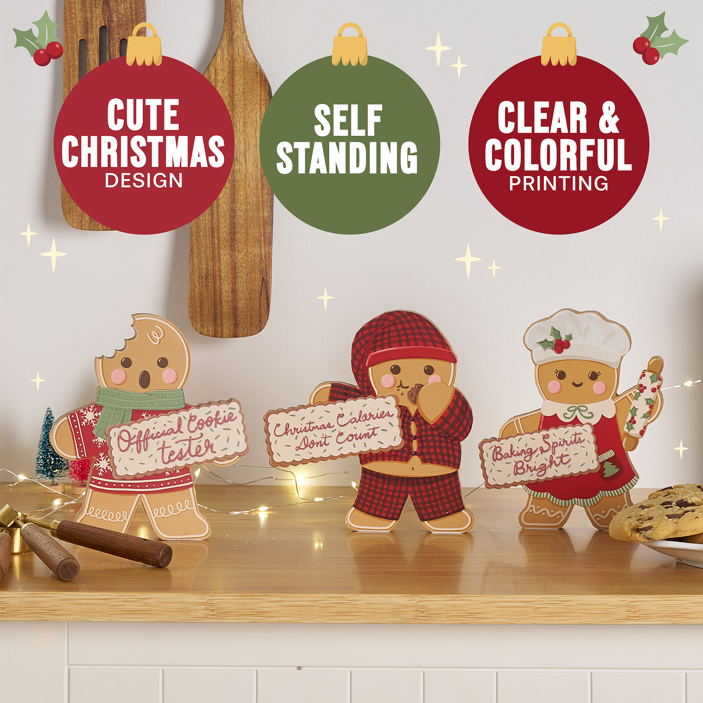 Holiday Gingerbread Figurines 3pc Set