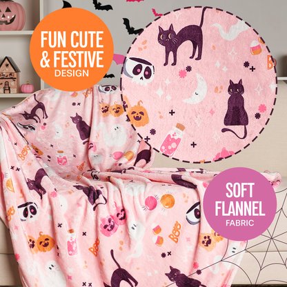 Soft & Cozy Pink Halloween Blanket