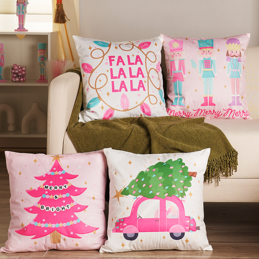 Perfectly Pink Christmas Pillow Covers