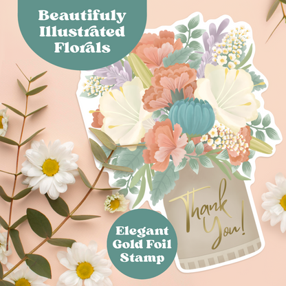 Floral Bouquet Thank You Cards With Gold Foil Text