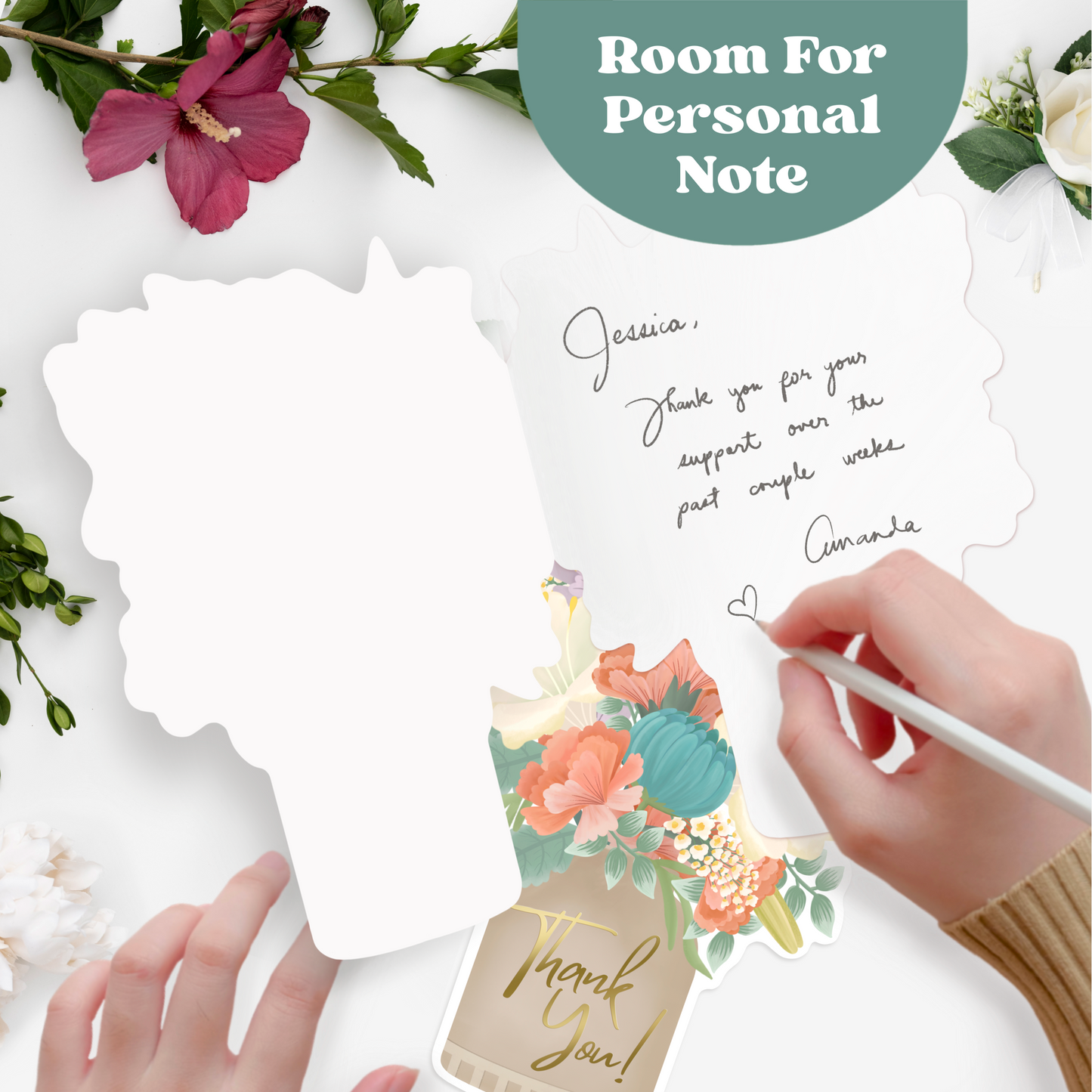 Floral Bouquet Thank You Cards With Gold Foil Text