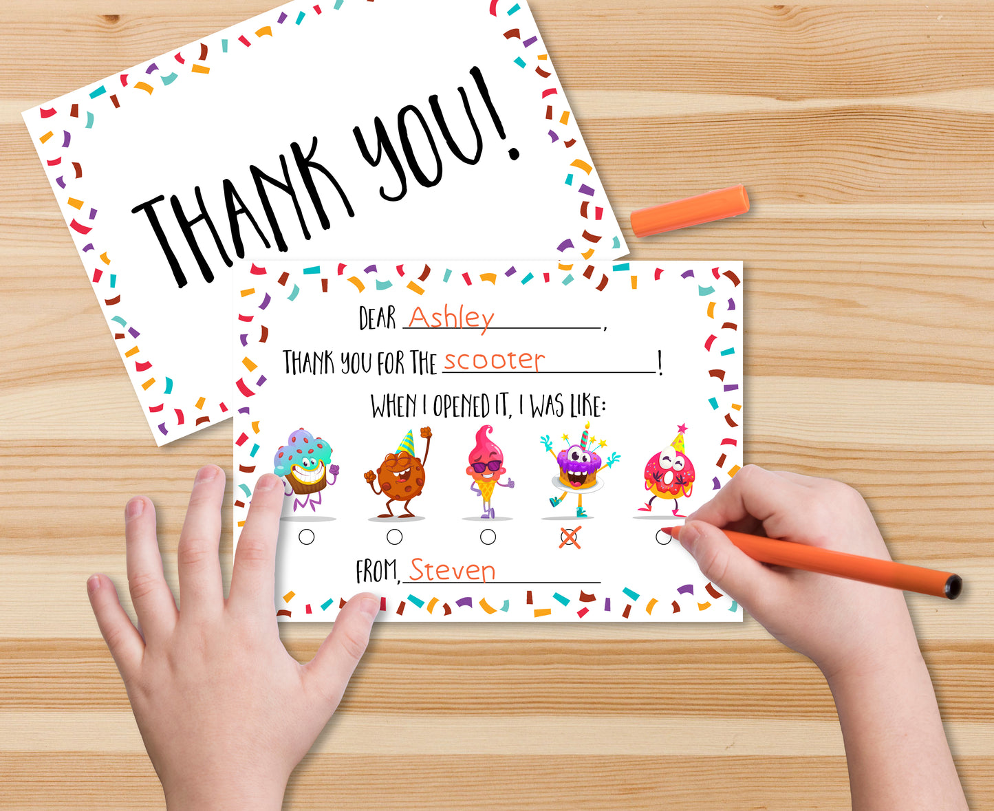 Kids Fill In the Blank Thank You Cards With Envelopes