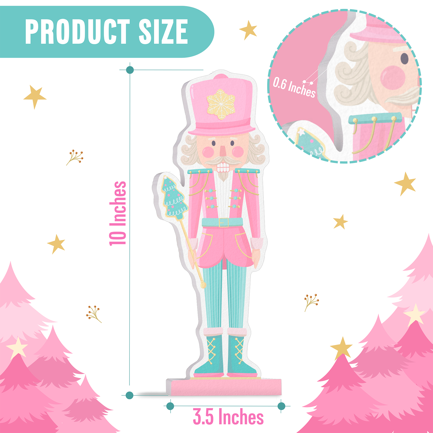 Perfectly Pink Christmas Nutcracker Figurine 3pc Set