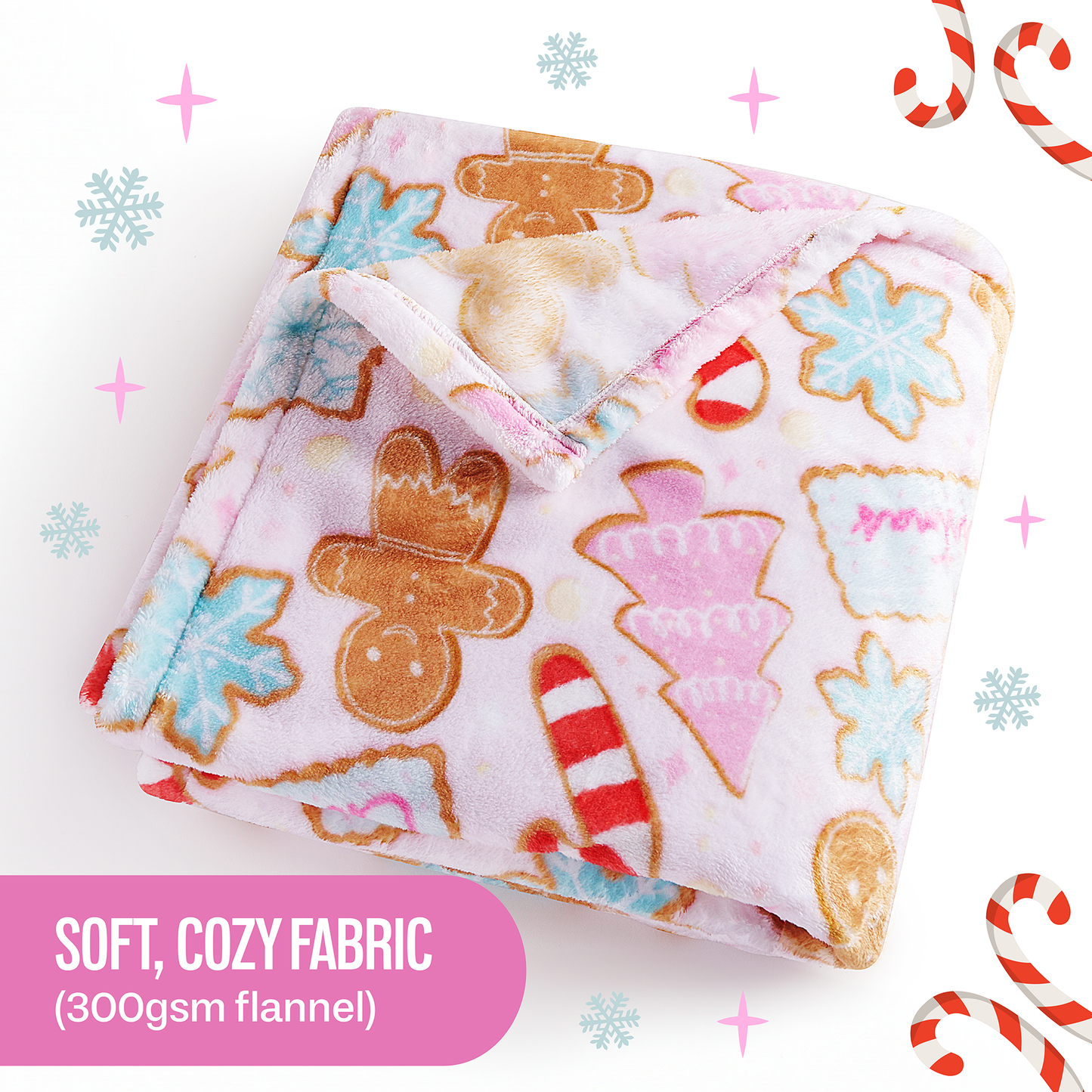 Pink Sugar Cookie Christmas Blanket