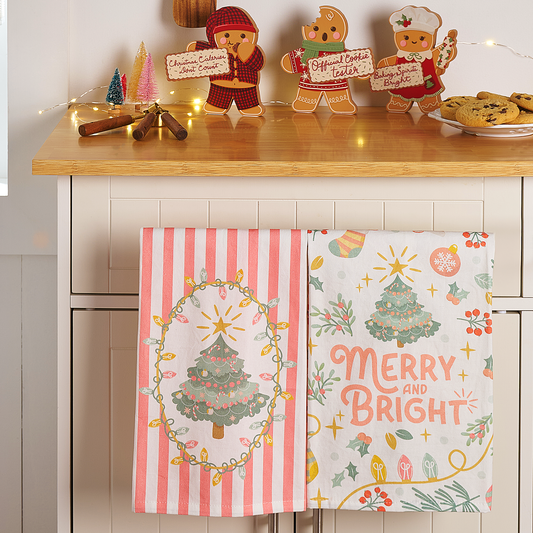 Perfectly Pink Christmas Towel Set of 2 - Merry & Bright