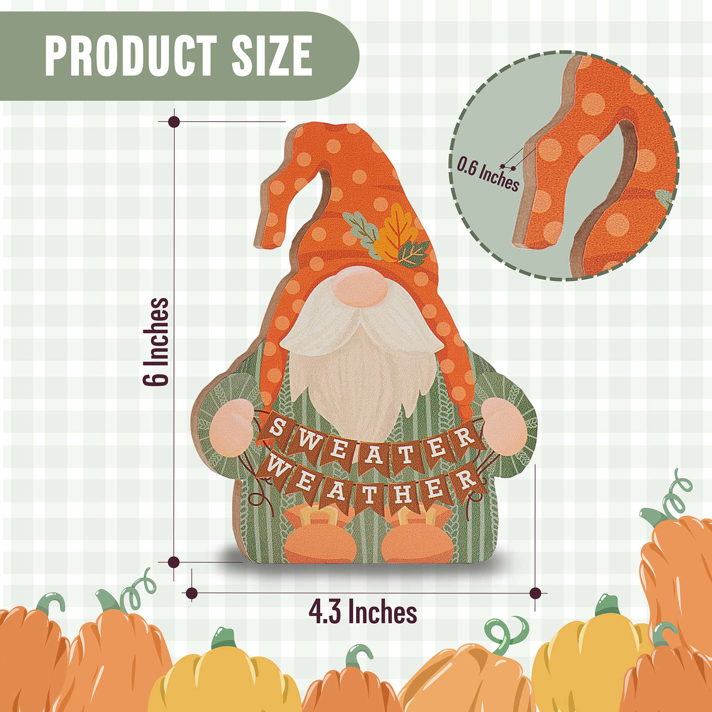 Wooden Fall Gnomes 3pc Set