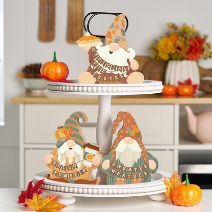 Wooden Fall Gnomes 3pc Set