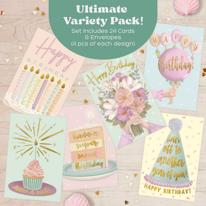 Birthday Cards Assortment 24 Pack