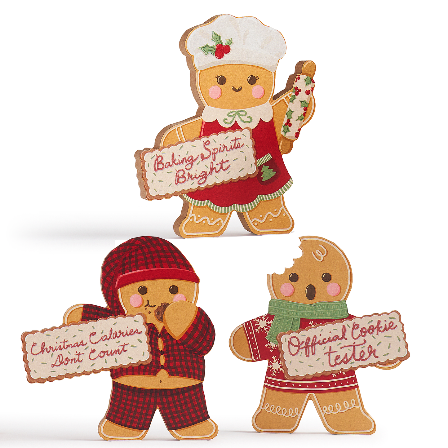 Holiday Gingerbread Figurines 3pc Set